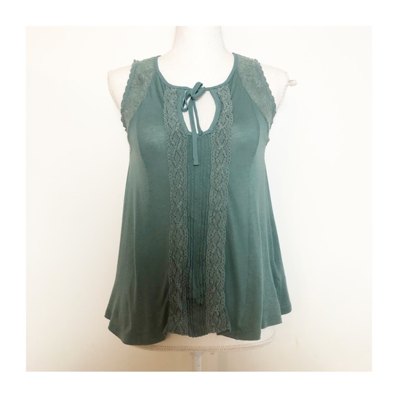 ANTHROPOLOGIE Meadow Rue Laced Tie-Neck Tank Size Small Petite (SP) - Picture 1 of 16